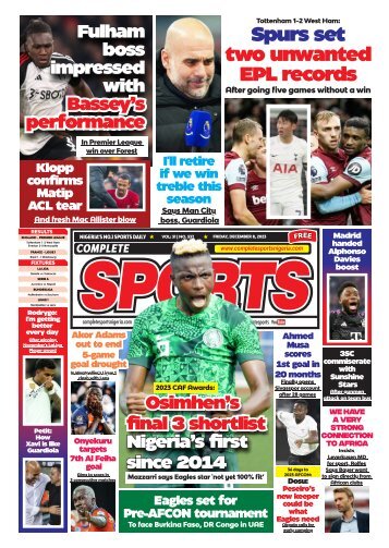 COMPLETE SPORTS - FRIDAY, DEC 8, 2023