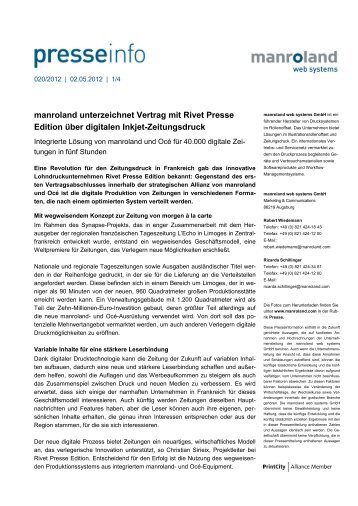 Presseinformation | PDF - manroland web systems GmbH