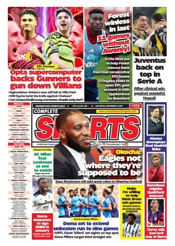 COMPLETE SPORTS - SATURDAY, DEC 9, 2023