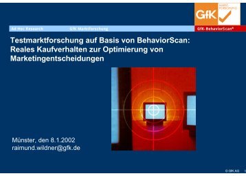 GfK-BehaviorScan - Versuchsszenarien