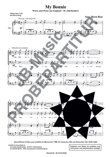 My Bonnie (Klavierbegleitung ad.lib) für Männerchor TTB und Gemischten Chor SAM