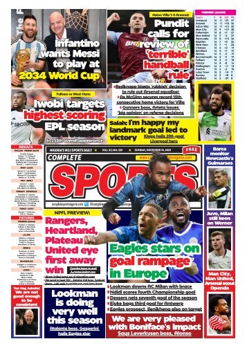 COMPLETE SPORTS - SUNDAY, DEC 10, 2023