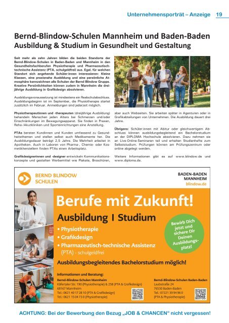 JOB & CHANCEN Karlsruhe/Mannheim/Baden-Baden Winter-Ausgabe