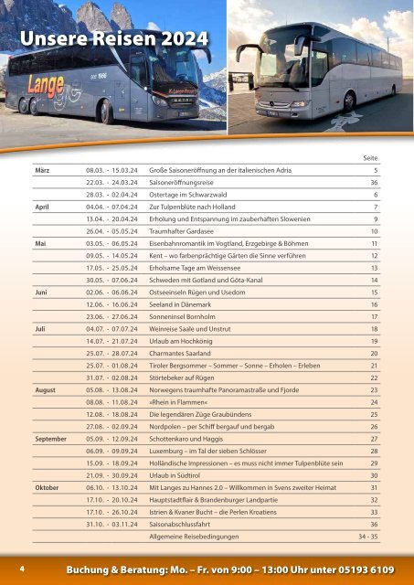 K. Lange Reisen - Busreisen 2024