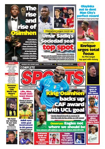 COMPLETE SPORTS - WEDNESDAY, DEC 13, 2023