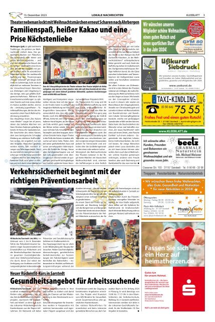 KLEEBLATT Weihnachtsausgabe 13.12.2023