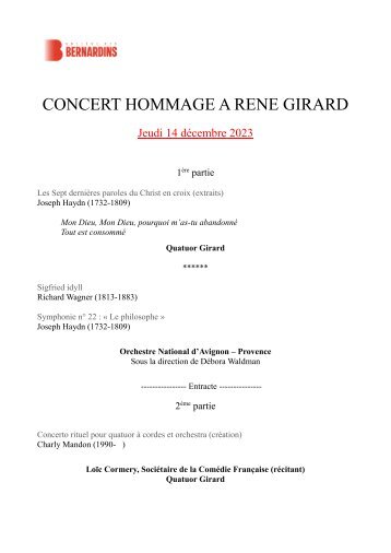Concert René Girard  14.12