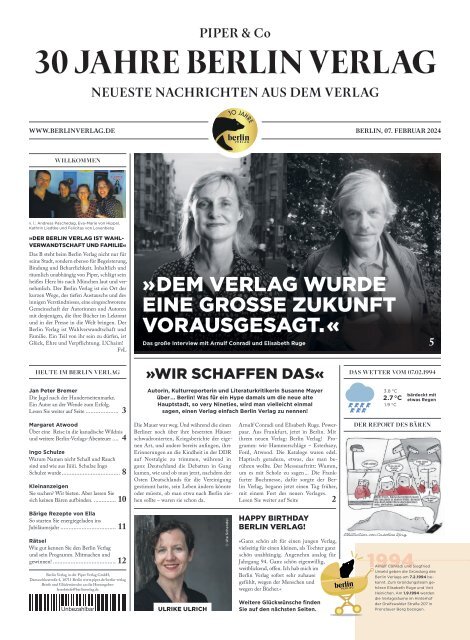 Jubiläumszeitung 30 Jahre Berlin Verlag