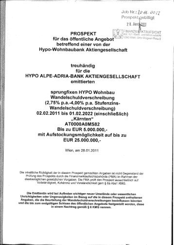 HYPO ALPE-ADRIA-BANK AG ISIN ... - Hypo-Wohnbaubank AG