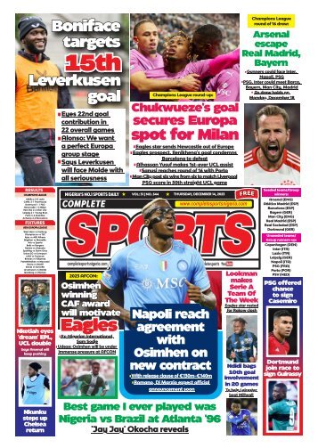 COMPLETE SPORTS - THURSDAY, DEC 14, 2023