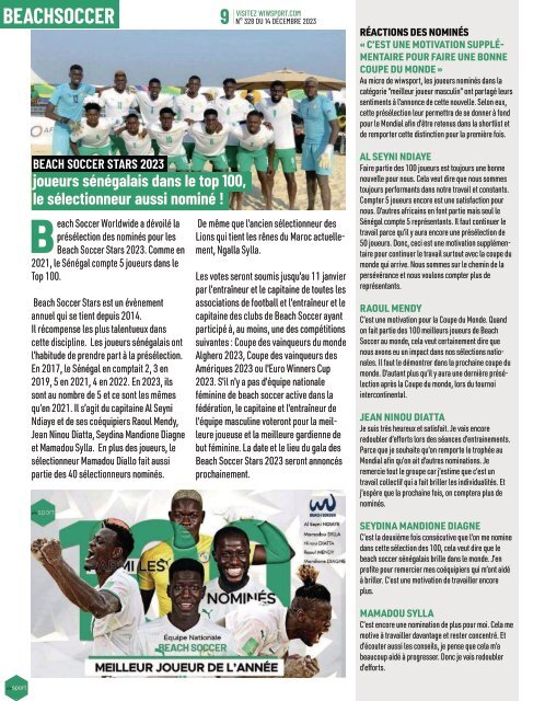 Journal wiwsport n328 - 14 décembre 2023