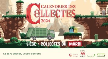 Calendrier Intradel 2024 des collectes des déchets du mardi 