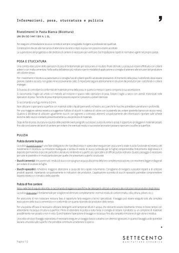 (ITA) (BIII) Info - Posa, stuccatura, pulizia - Bicottura in Pasta Bianca
