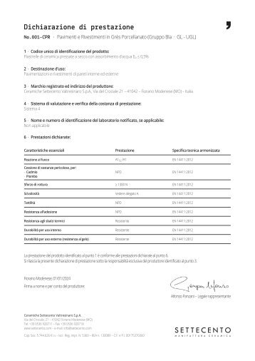 (ITA)(2024) DOP No001 - Grès Porcellanato - BIa