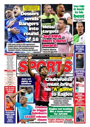 COMPLETE SPORTS - FRIDAY, DEC 15, 2023