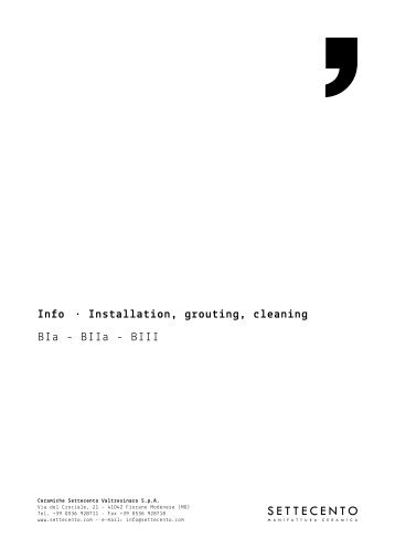 (ENG) Instructions - Installation, grouting, cleaning - BIa, BIIa, BIII