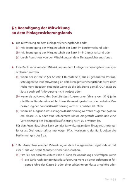 Statut des Einlagensicherungsfonds