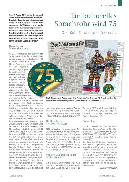 Kulturfenster Nr. 06|2023 - Dezember 2023