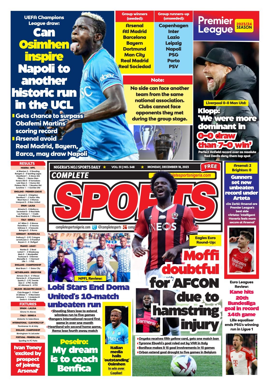 COMPLETE SPORTS - MONDAY, DEC 18, 2023