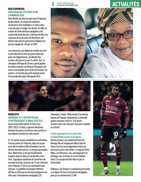 Journal wiwsport n330 - 18 décembre 2023