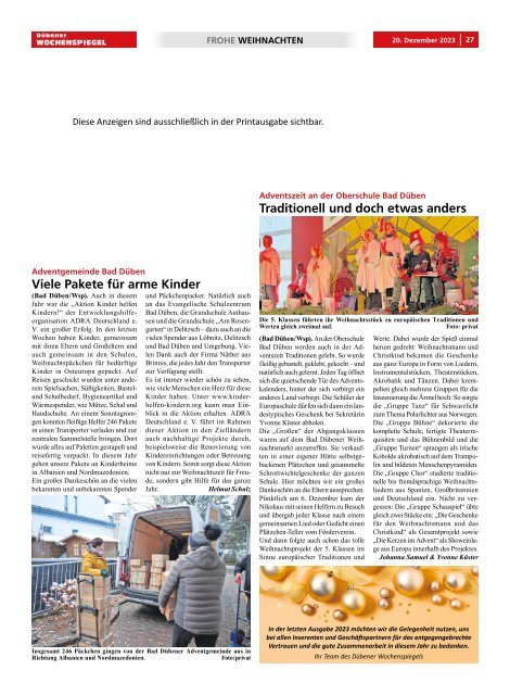 Dübener Wochenspiegel - Ausgabe 24 - Jahrgang 2023