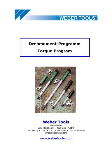 Drehmoment-Programm Torque Program Weber Tools
