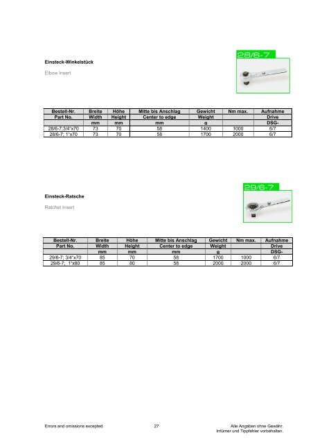 Drehmoment-Programm Torque Program Weber Tools