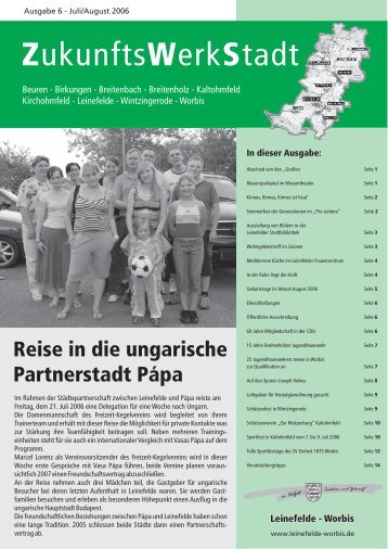 ZukunftsWerkStadt Ausgabe Juli / August 2006 - Stadt Leinefelde ...