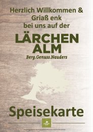 Speisekarte Lärchenalm Winter 2023 - 2024