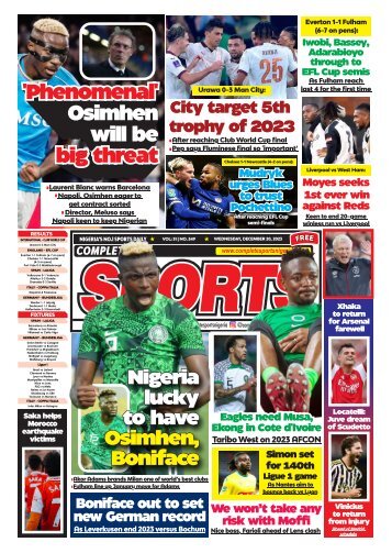 COMPLETE SPORTS - WEDNESDAY, DEC 20, 2023