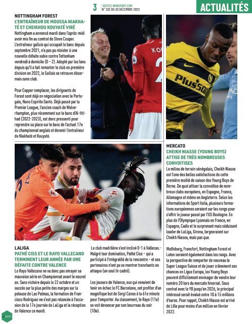 Journal wiwsport n332 - 20 décembre 20233