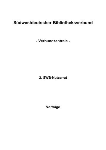 Südwestdeutscher Bibliotheksverbund - Verbundzentrale - SWOP