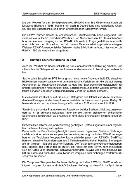 Südwestdeutscher Bibliotheksverbund - Verbundzentrale - SWOP