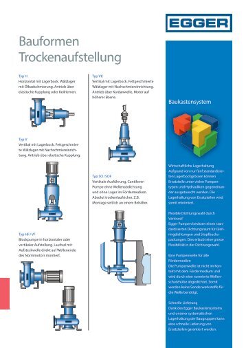 Bauformen Trocken- und Nassaufstellung - Egger Construção da bombas