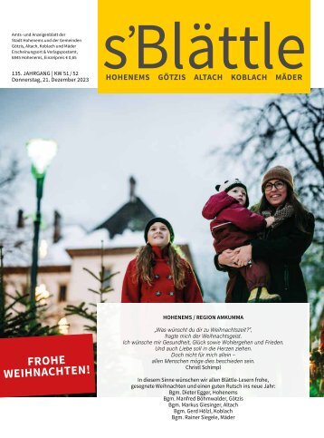 s'Blättle Nr. 51 - Do, 21. Dezember 2023