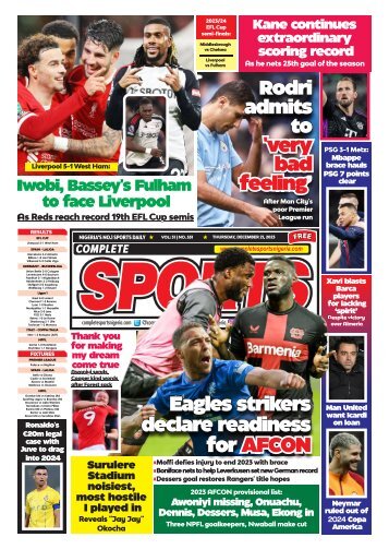 COMPLETE SPORTS - THURSDAY, DEC 21, 2023