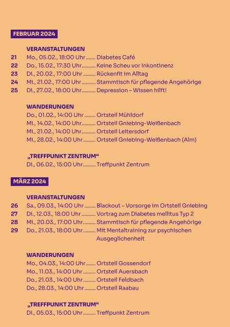 "Aktiv in Feldbach" - Veranstaltungen (Oktober 2023 bis März 2024)