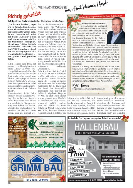 Holsteiner KlöönSNACK - Ausgabe Rendsburg / Mittelholstein - Weihnachten 2023 / Januar 2024