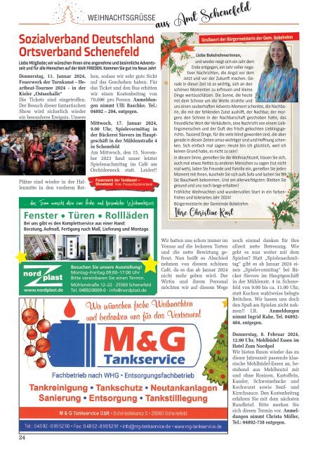 Holsteiner KlöönSNACK - Ausgabe Rendsburg / Mittelholstein - Weihnachten 2023 / Januar 2024