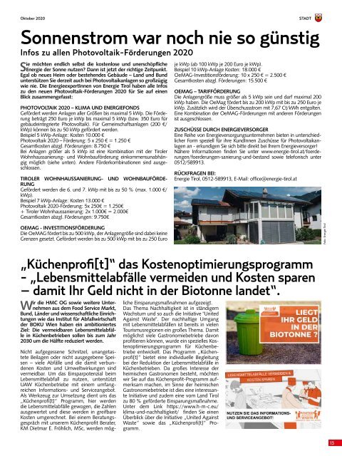 Stadtmagazin Wörgl Oktober 2020