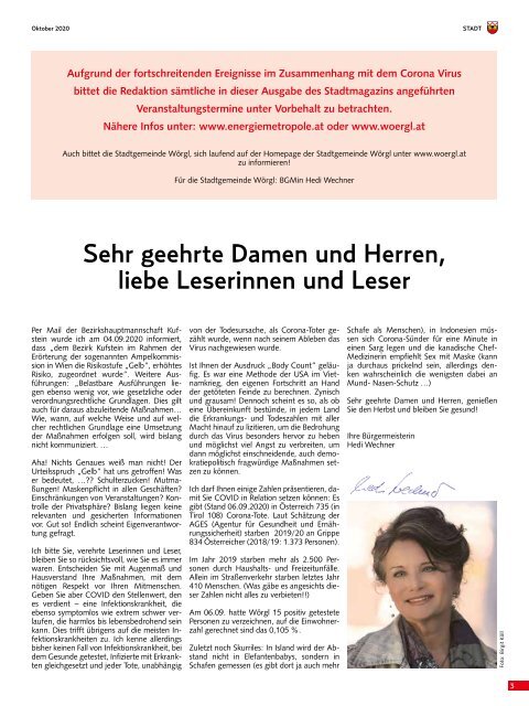 Stadtmagazin Wörgl Oktober 2020