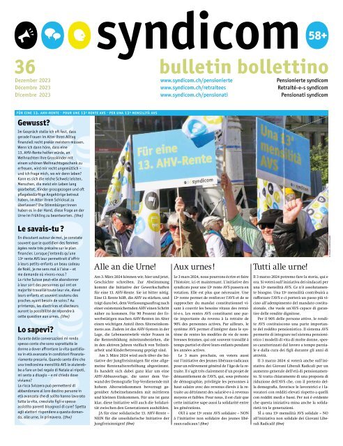 syndicom Bulletin / bulletin / Bollettino 36