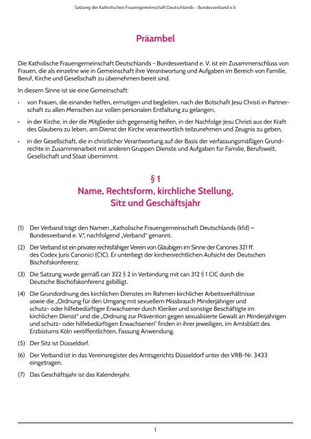 Satzung des kfd-Bundesverbandes