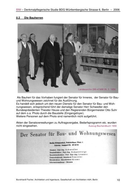 Das Hochhaus der Senatsbauverwaltung in Berlin 1957 - Denkmalpflegerische Studie 2006 BIM - Burckhardt Fischer Architekten