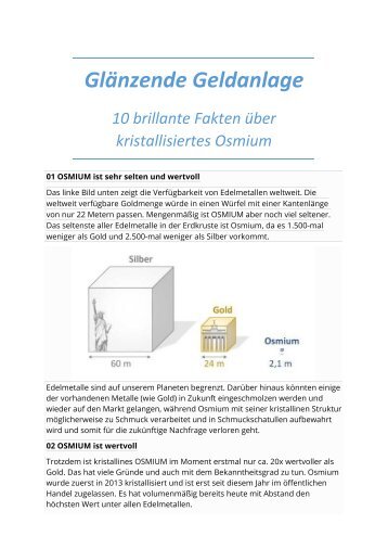 Osmium glänzende Geldanlage 10 Fakten PDF