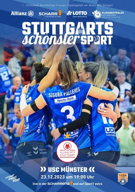 Spieltagsheft Allianz MTV Stuttgart vs. USC Münster Volleyball Bundesliga 23.12.2023