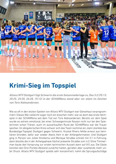 Spieltagsheft Allianz MTV Stuttgart vs. USC Münster Volleyball Bundesliga 23.12.2023