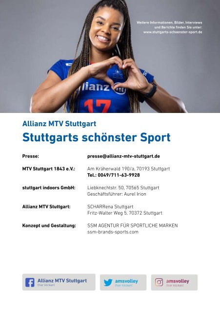 Spieltagsheft Allianz MTV Stuttgart vs. USC Münster Volleyball Bundesliga 23.12.2023