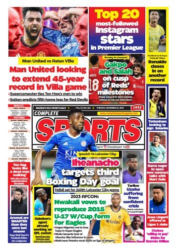 COMPLETE SPORTS - TUESDAY, DEC 26, 2023