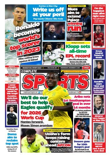 COMPLETE SPORTS - WEDNESDAY, DEC 27, 2023